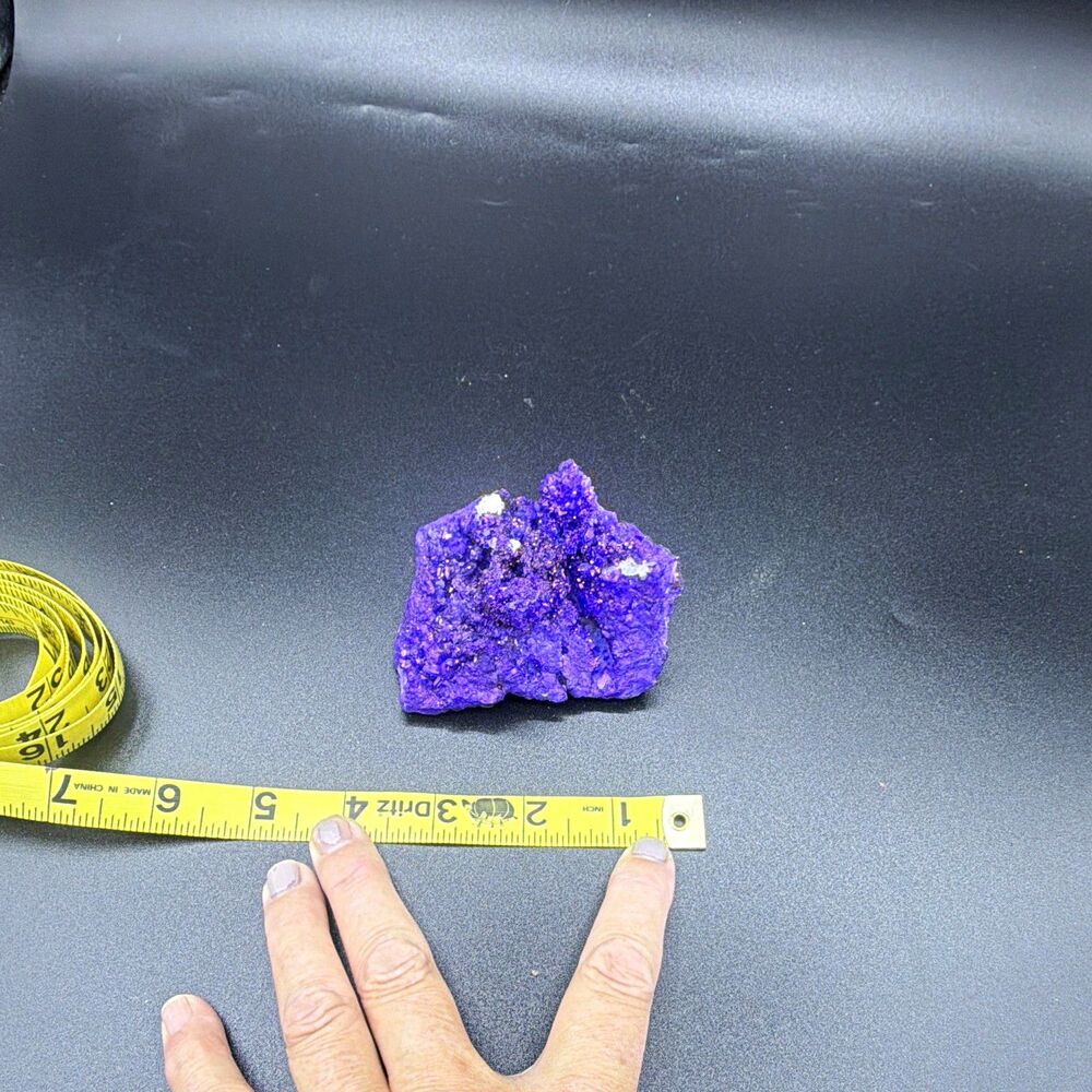 Purple Mineral Crystal Cluster Specimen on Gray Matrix Approx 3 in Display